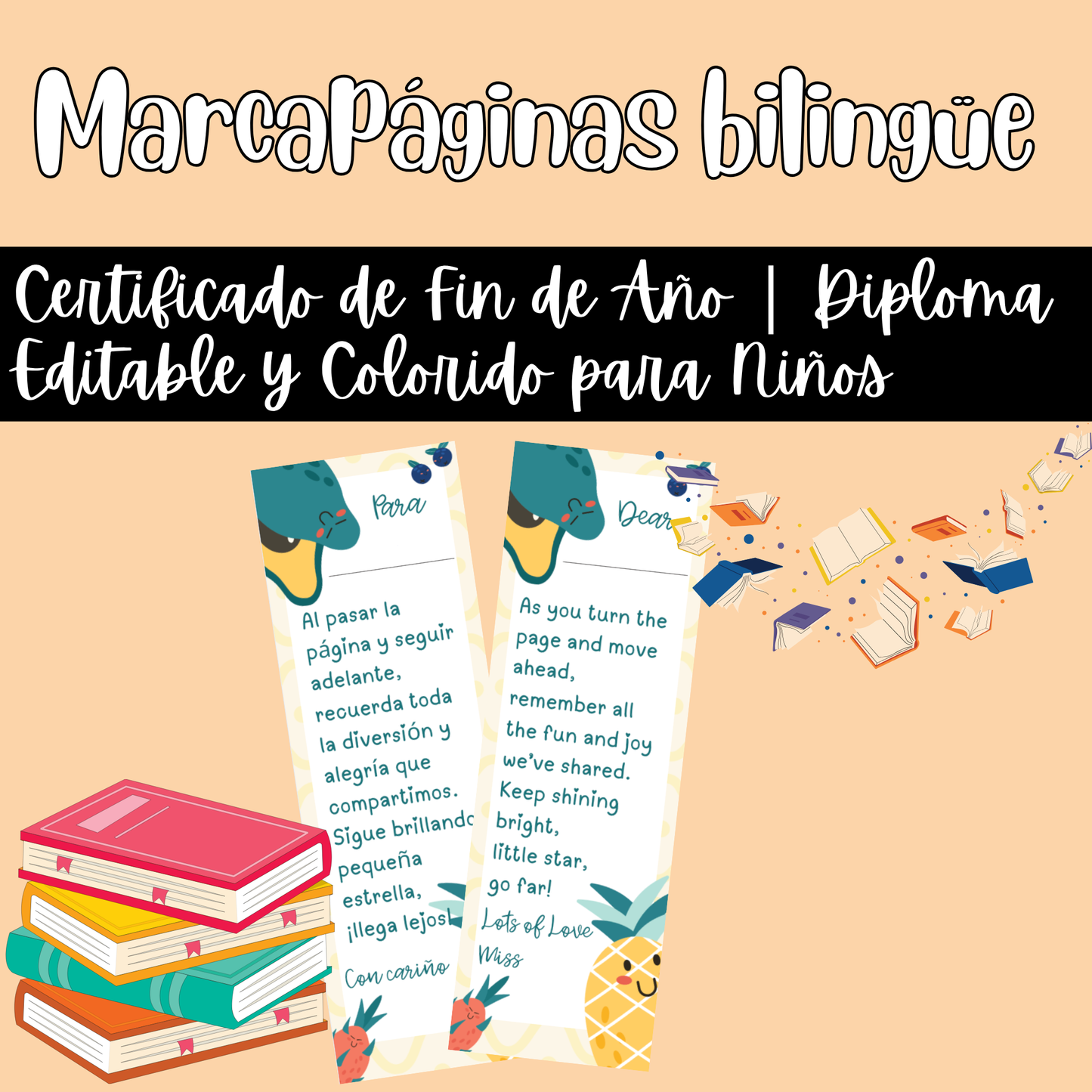 Marcapáginas de Fin de Año para Alumnos | Recuerdo Escolar con Mensaje Especial