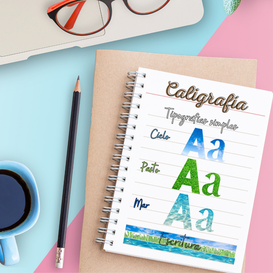 Caligrafía y Tipografía | Hoja de Trazos y Práctica de Letras Mayúsculas y Minúsculas