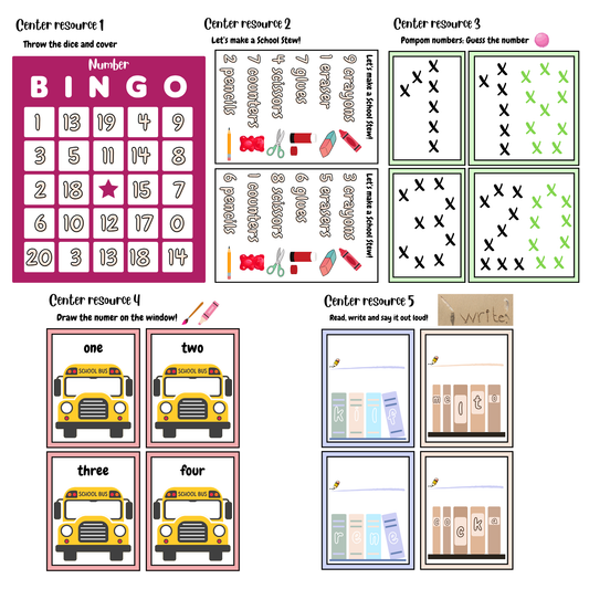 All About School | 9 Interactive Center Activities + Flashcards, Banners & Signs