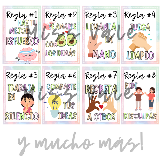 Reglas del Aula | Carteles de Normas para Niños con Diseños Positivos y Coloridos
