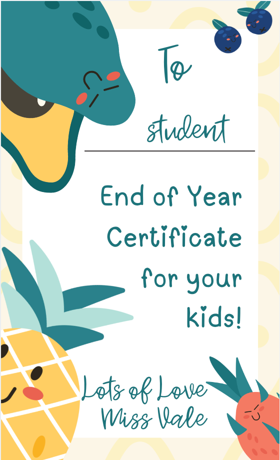 End of Year Certificate