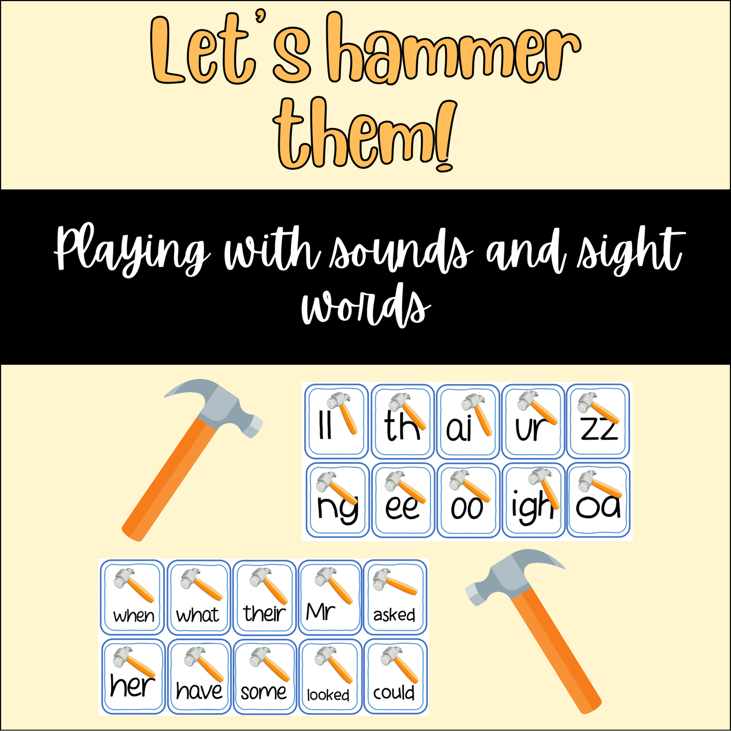 Let’s Hammer Them! | Phonics & Sight Word Playdough Smash Game